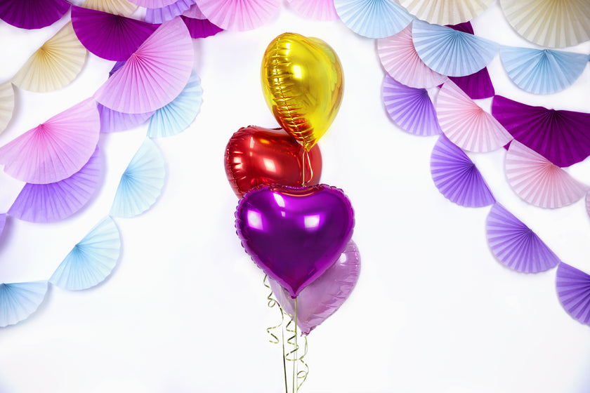 Ballon aluminium en forme de coeur rose foncé
