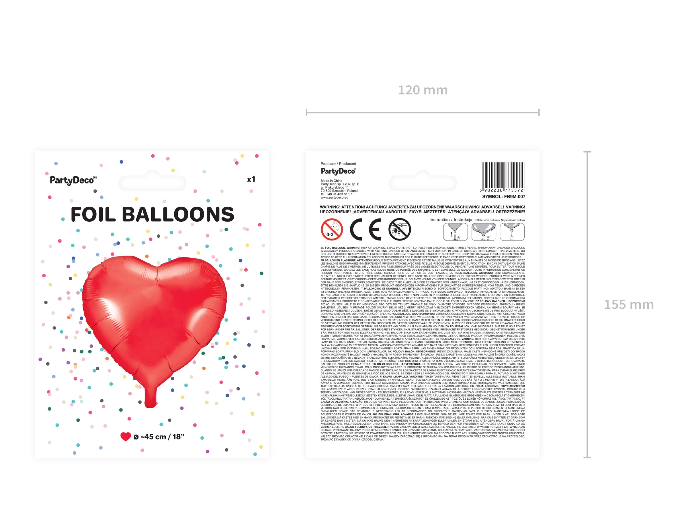 Ballon aluminium 45 cm en forme de cœur rouge