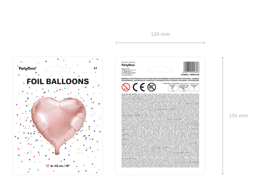 Ballon aluminium en forme de coeur rose gold (45 cm)