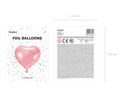 Ballon aluminium  45 cm en forme de cœur rose clair