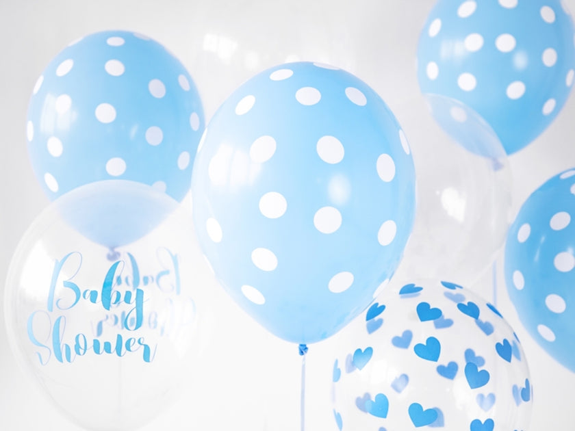 6 ballons avec coeurs bleus (30 cm)