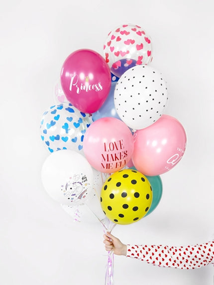 6 ballons avec coeurs bleus (30 cm)