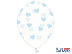 6 ballons avec coeurs bleus (30 cm)