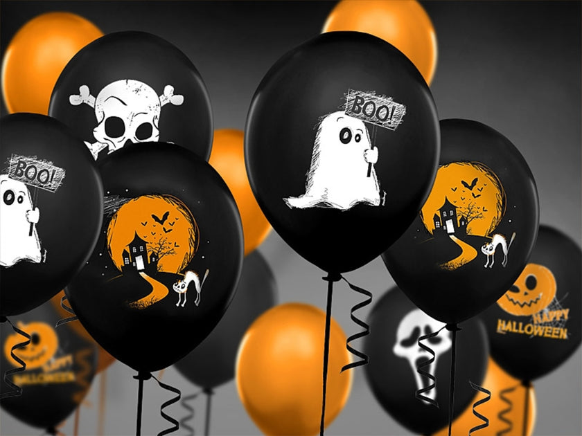 6 ballons en latex fantômes noir (30 cm)