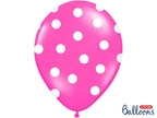 6 ballons rose pastel à pois blancs (30 cm)