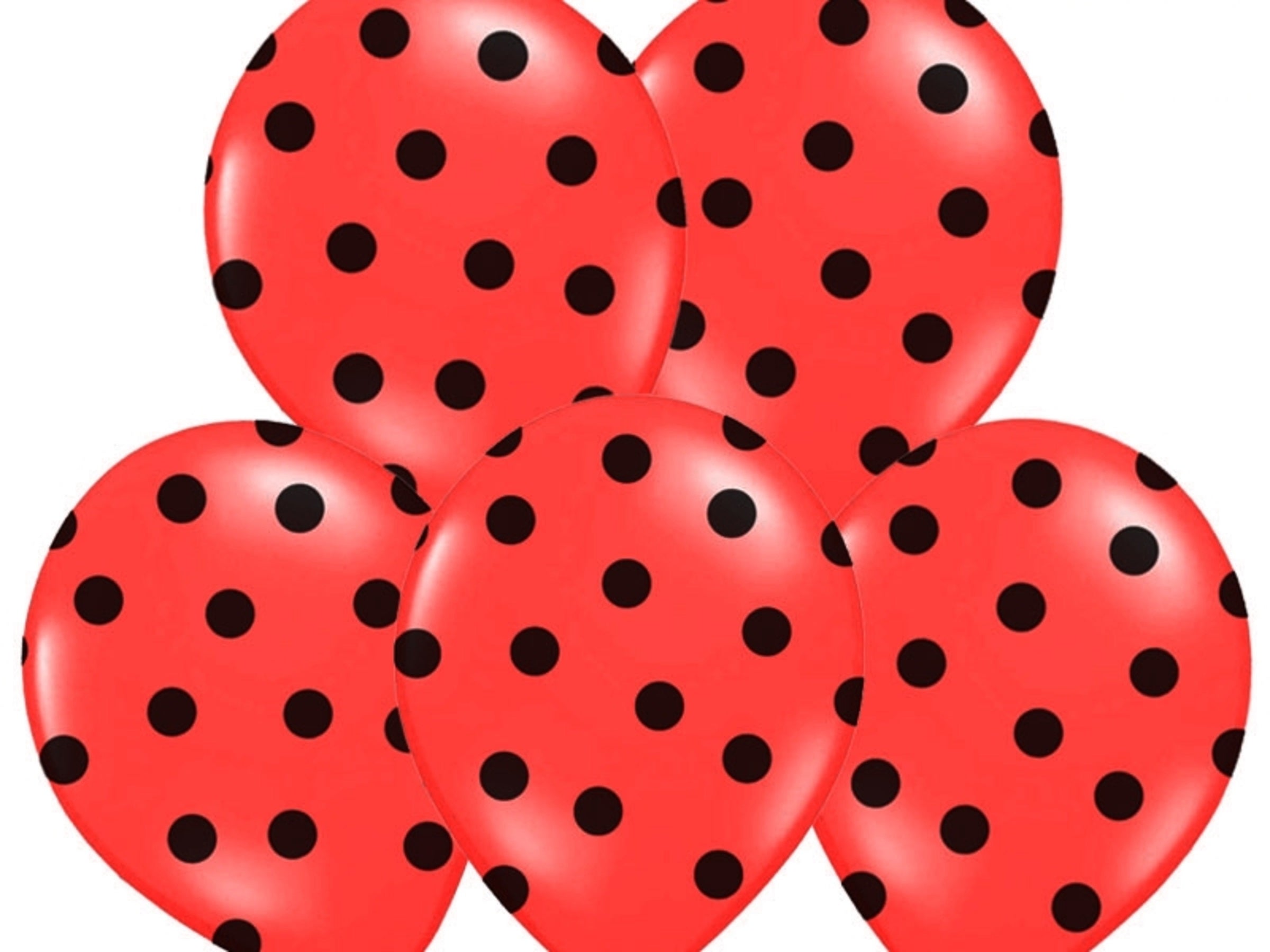 6 ballons corail à pois noirs (30 cm)