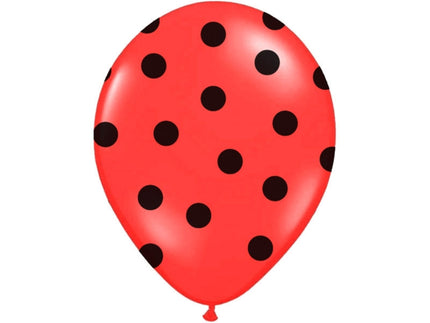6 ballons corail à pois noirs (30 cm)