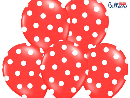 6 ballons corail à pois blancs (30 cm)