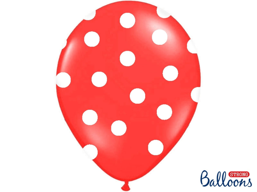 6 ballons corail à pois blancs (30 cm)