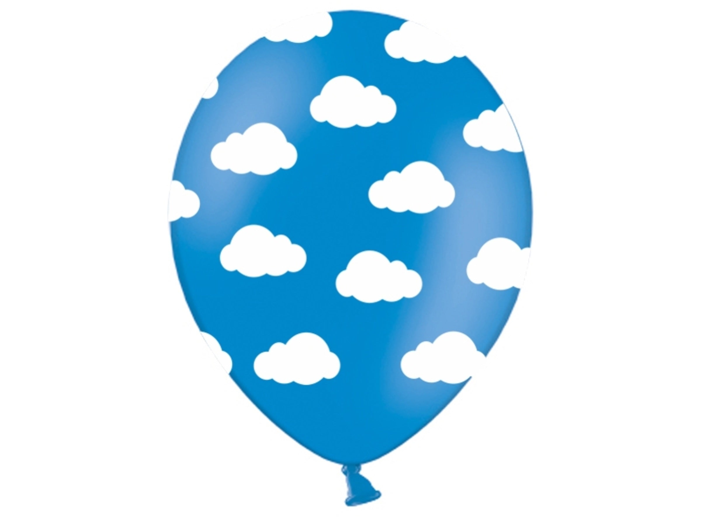 6 ballons bleu clair avec nuages blancs (30 cm)