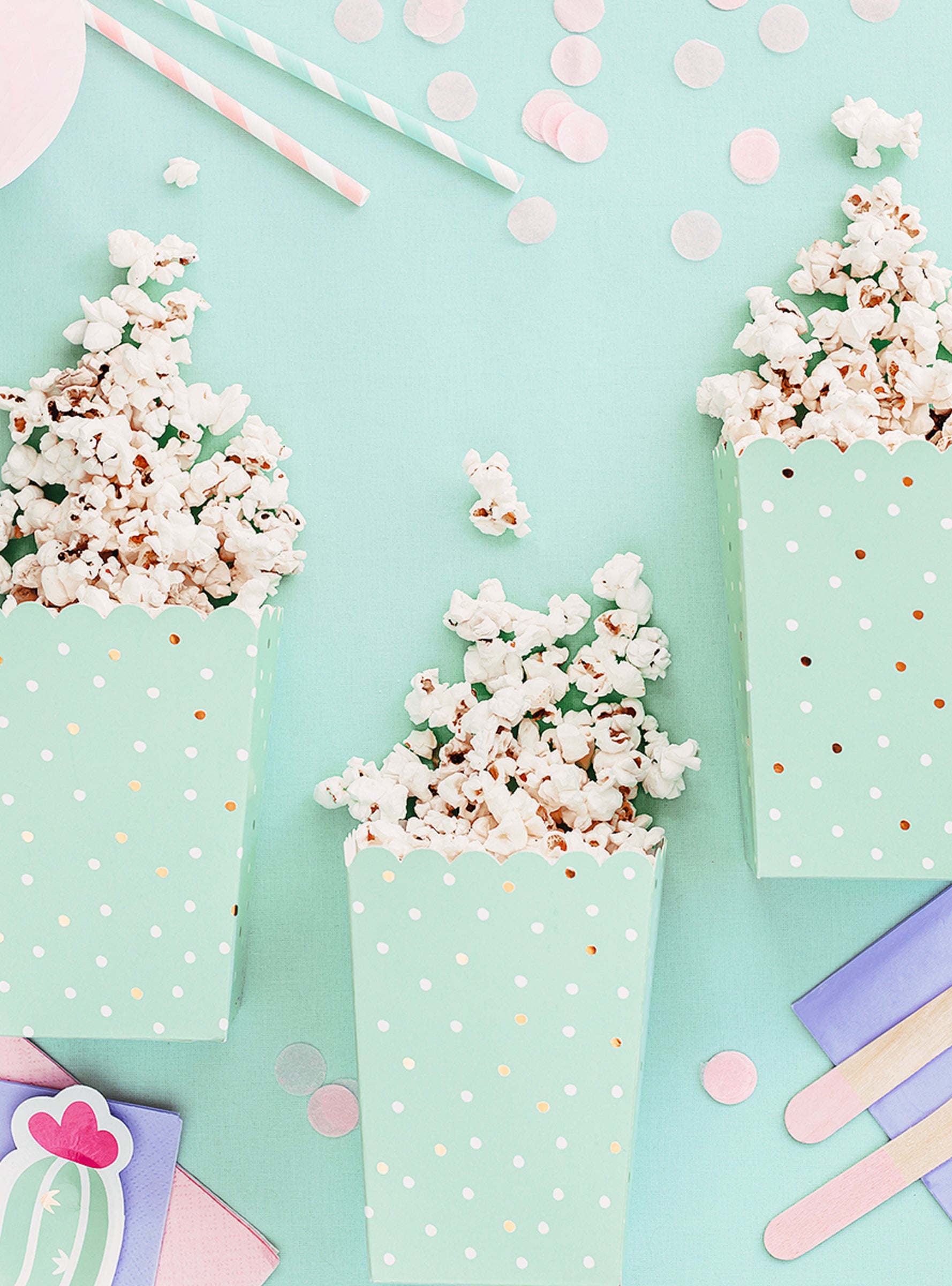 6 boîtes à Popcorn cactus - lama Party
