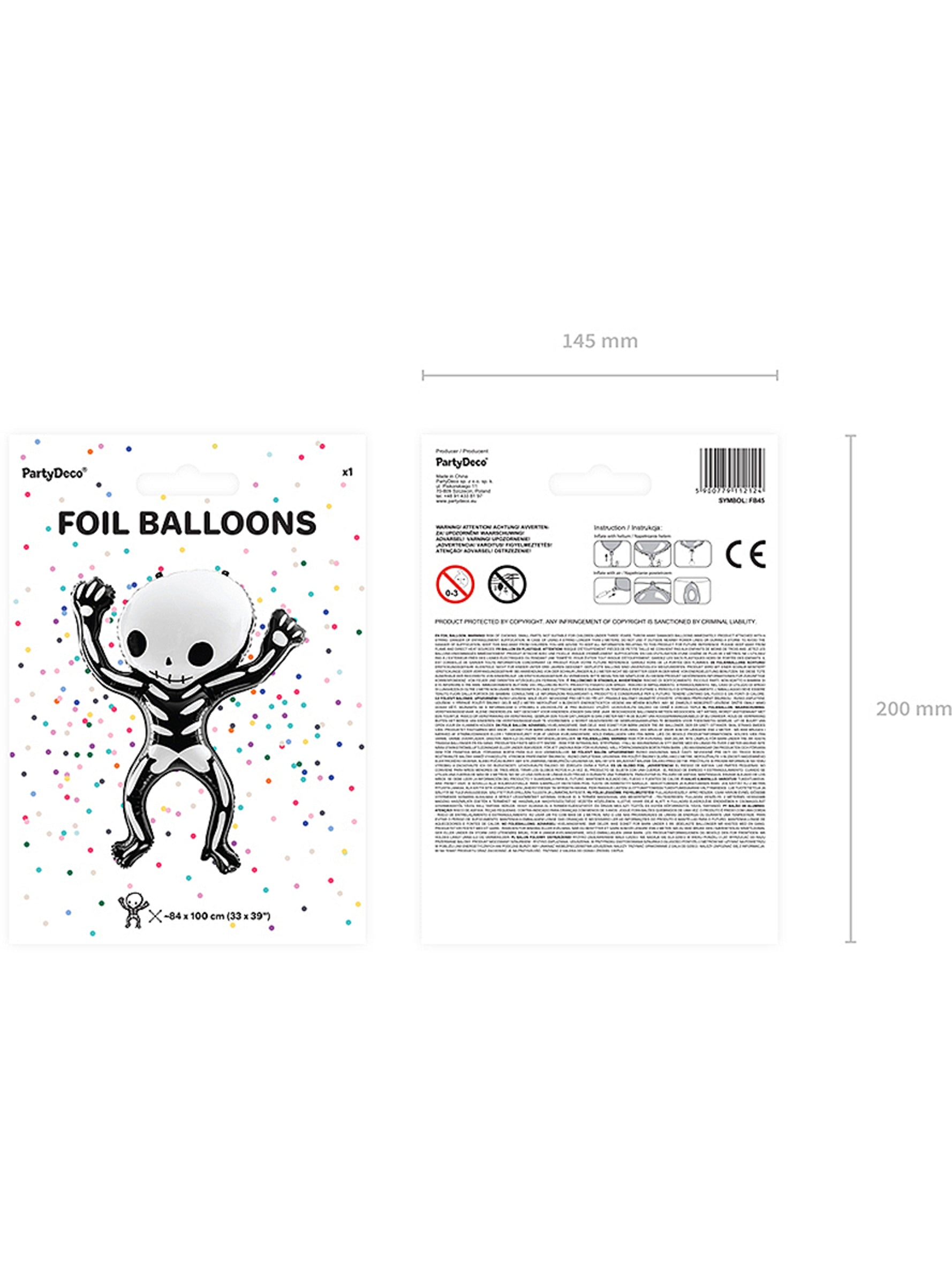 Ballon aluminium Squelette Halloween (84x10 cm)