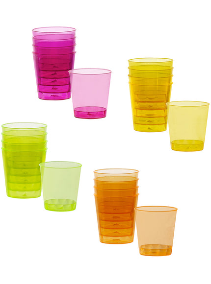 20 verres shooter fluos