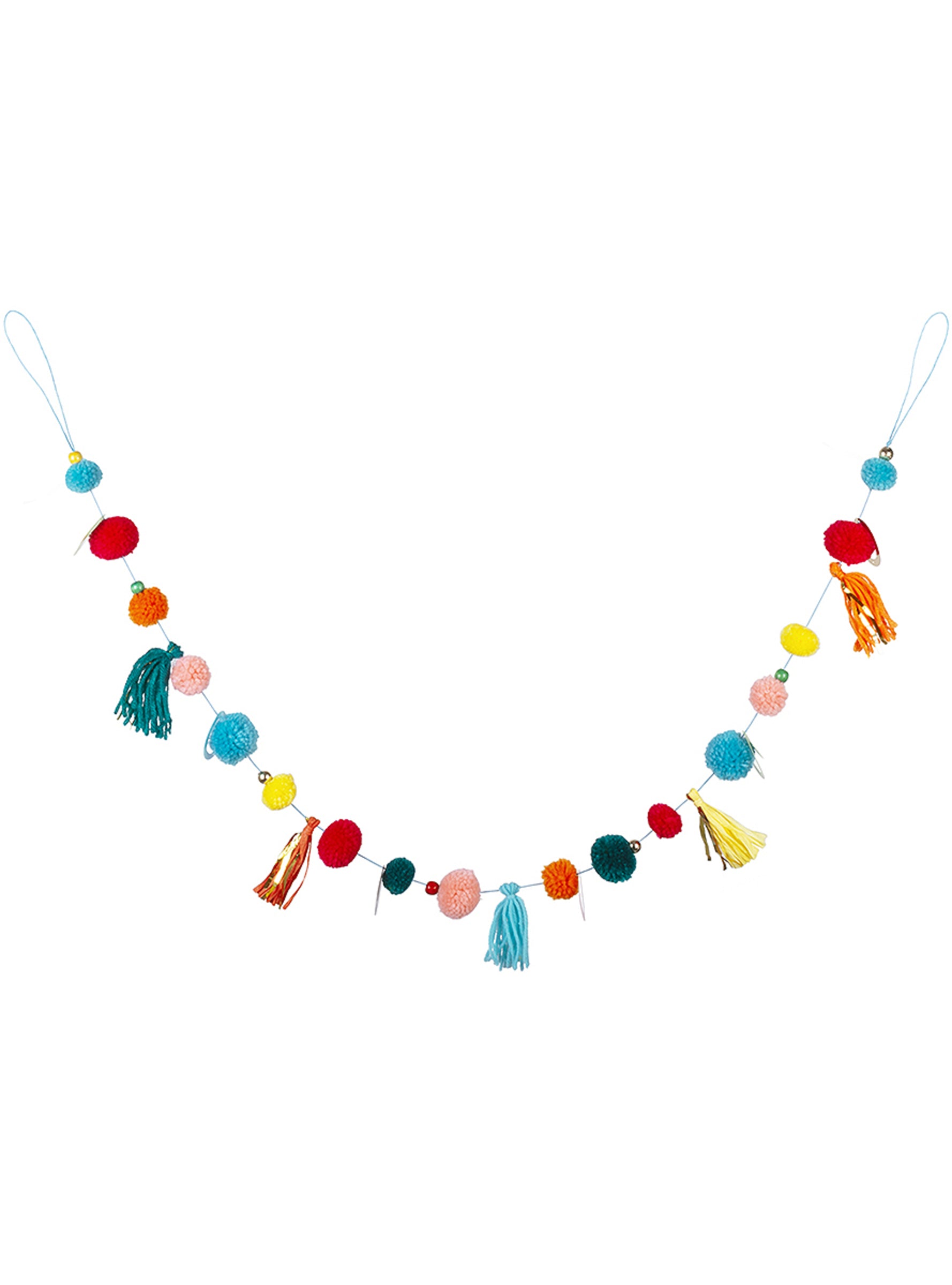Guirlande pompons et boules multicolore