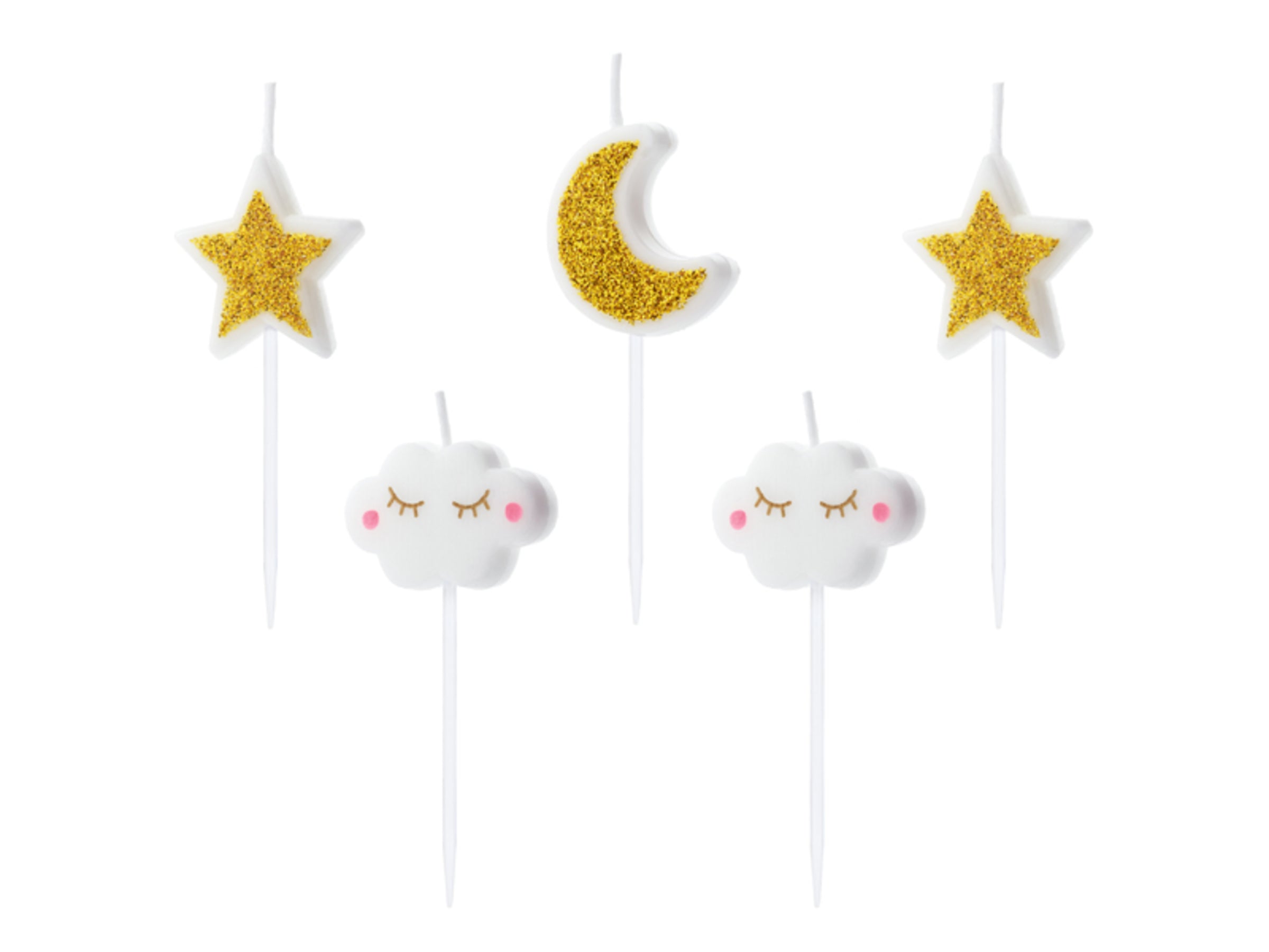 5 bougies nuages et étoiles (2-3 cm) - Little Star