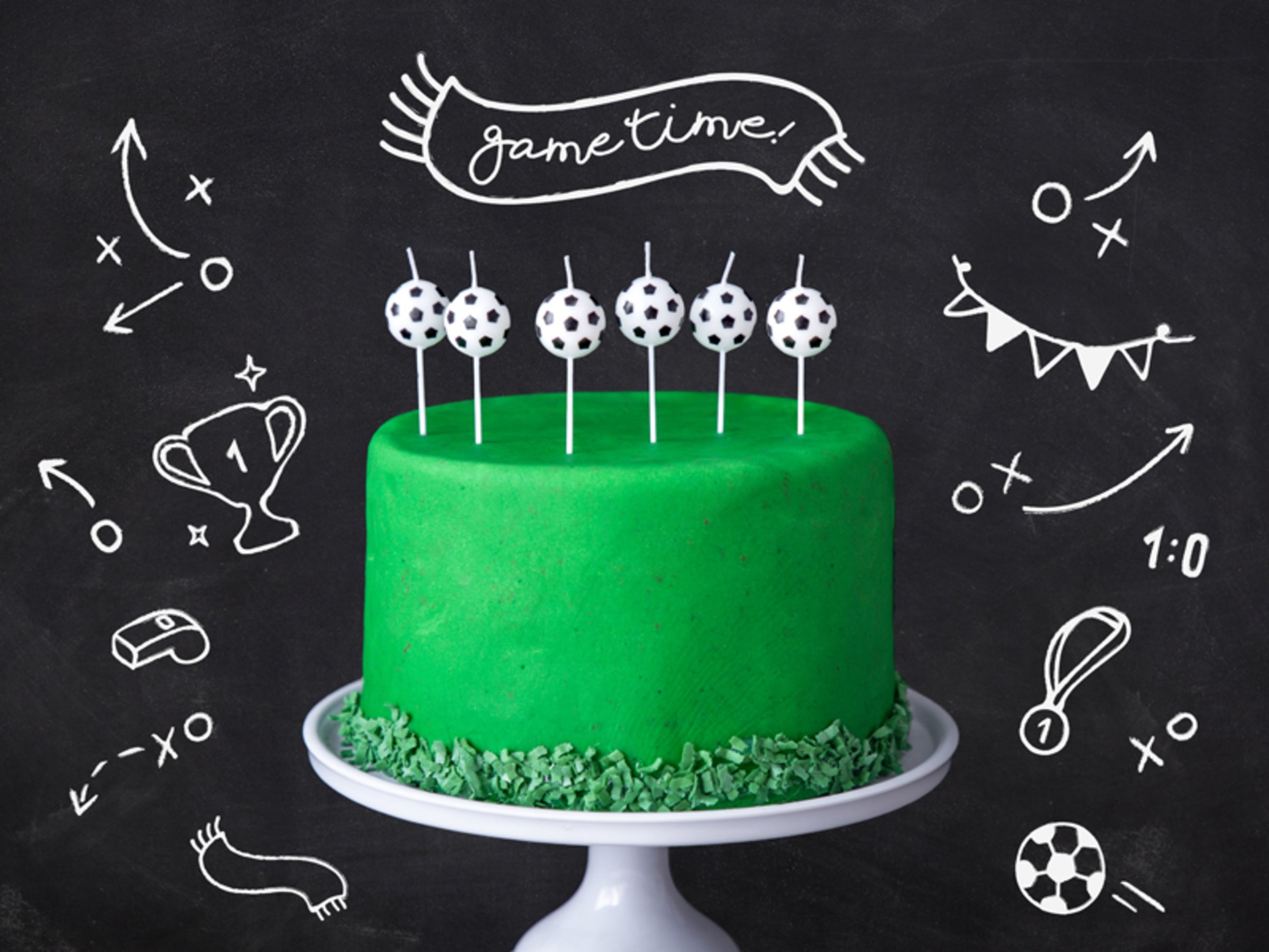 6 bougies ballons de foot (2,5 cm) - Football Party