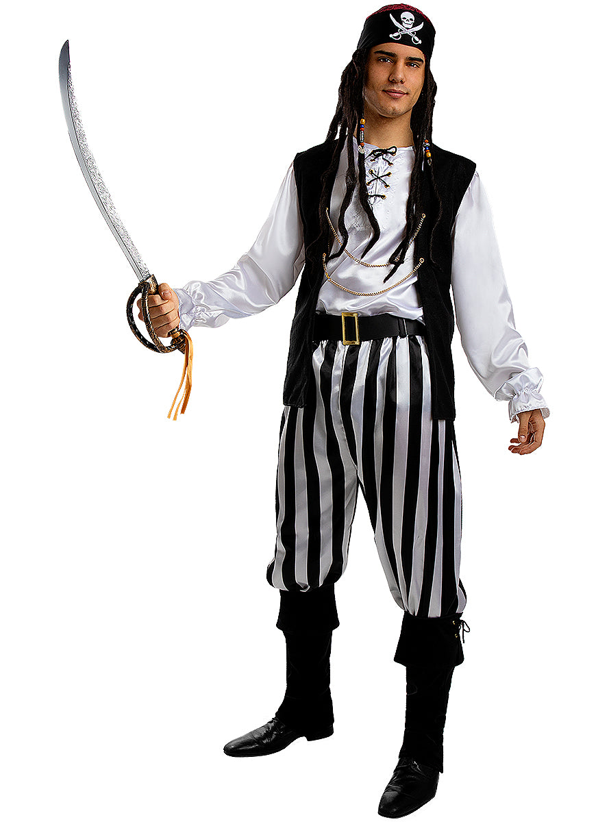 Déguisement pirate à rayures homme - Collection Blanc et Noir