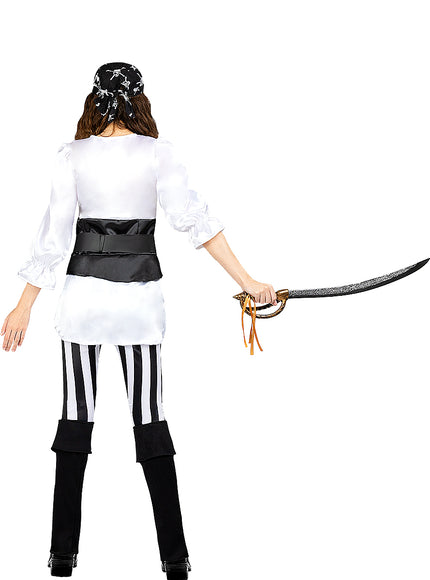 Déguisement pirate à rayures femme - Collection Blanc et Noir