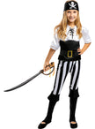 Déguisement pirate à rayures fille - Collection Blanc et Noir