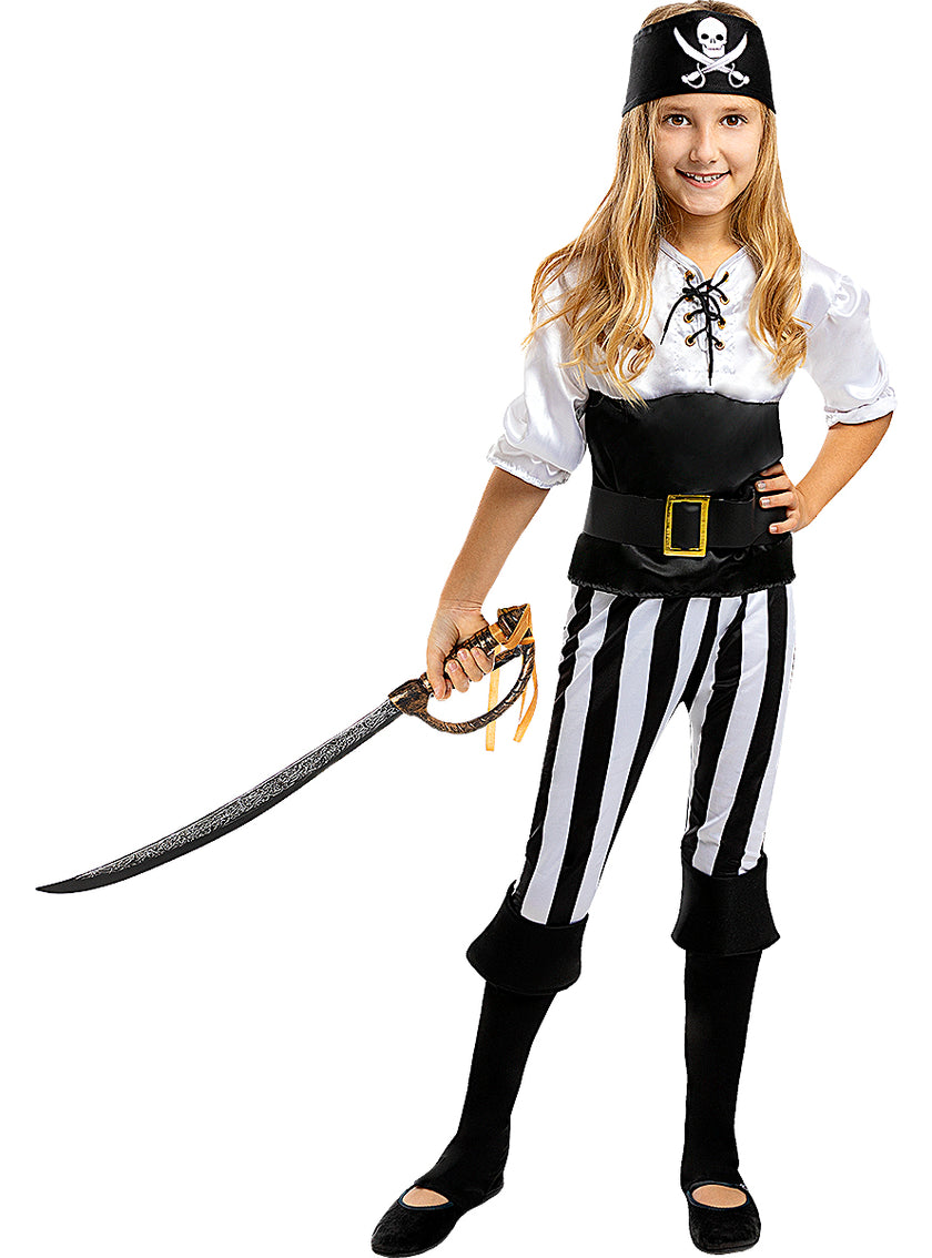 Déguisement pirate à rayures fille - Collection Blanc et Noir