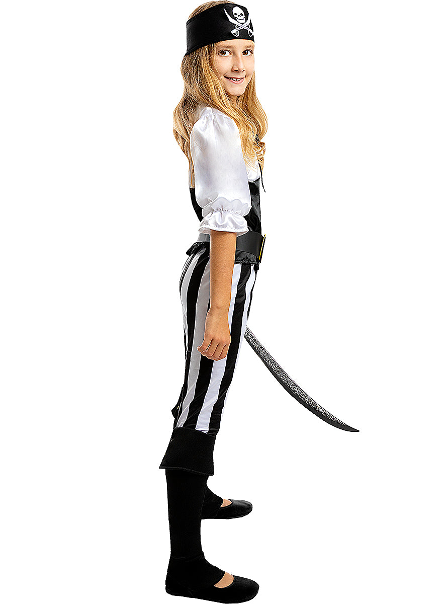 Déguisement pirate à rayures fille - Collection Blanc et Noir