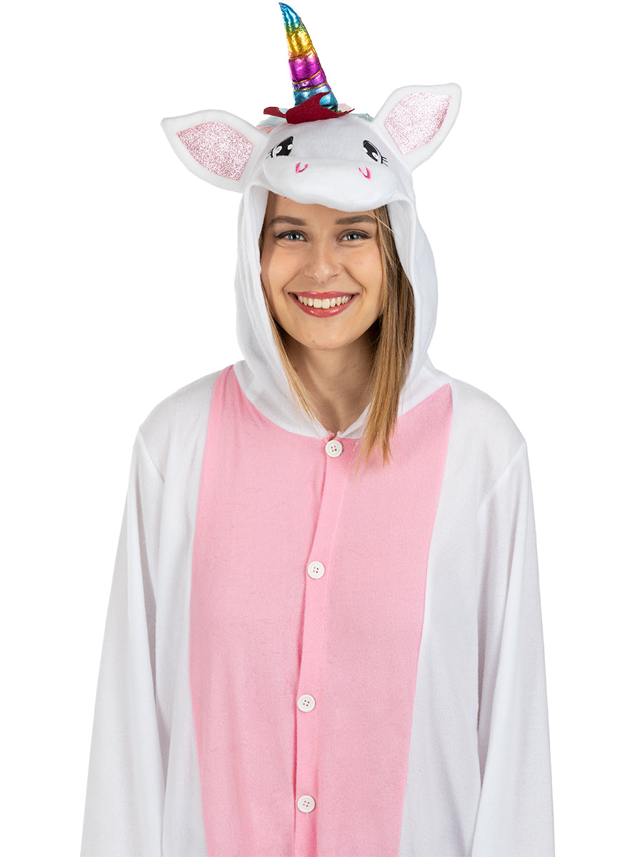 Déguisement licorne rose onesie adulte