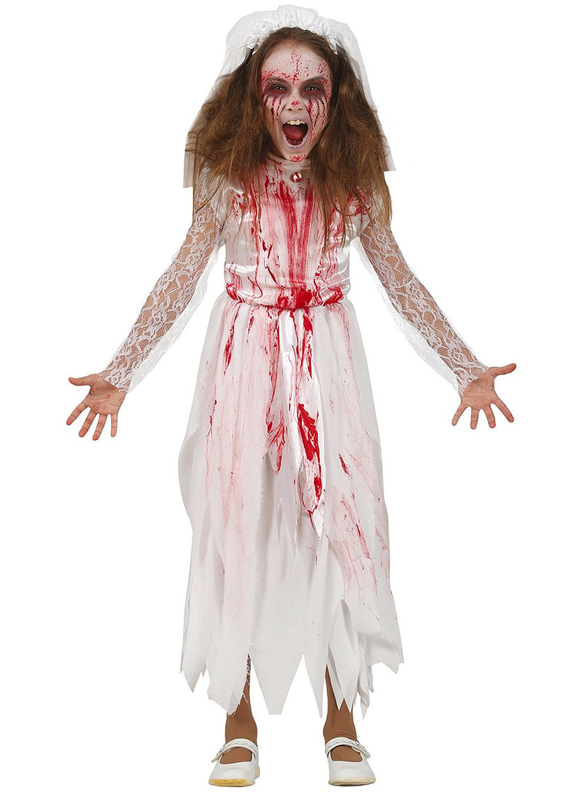 Déguisement mariée zombie en sang fille