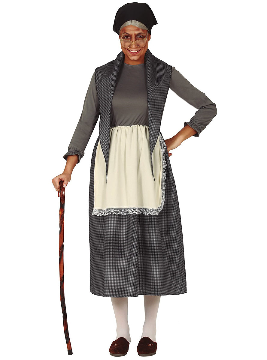 Déguisement grand-mère gris femme