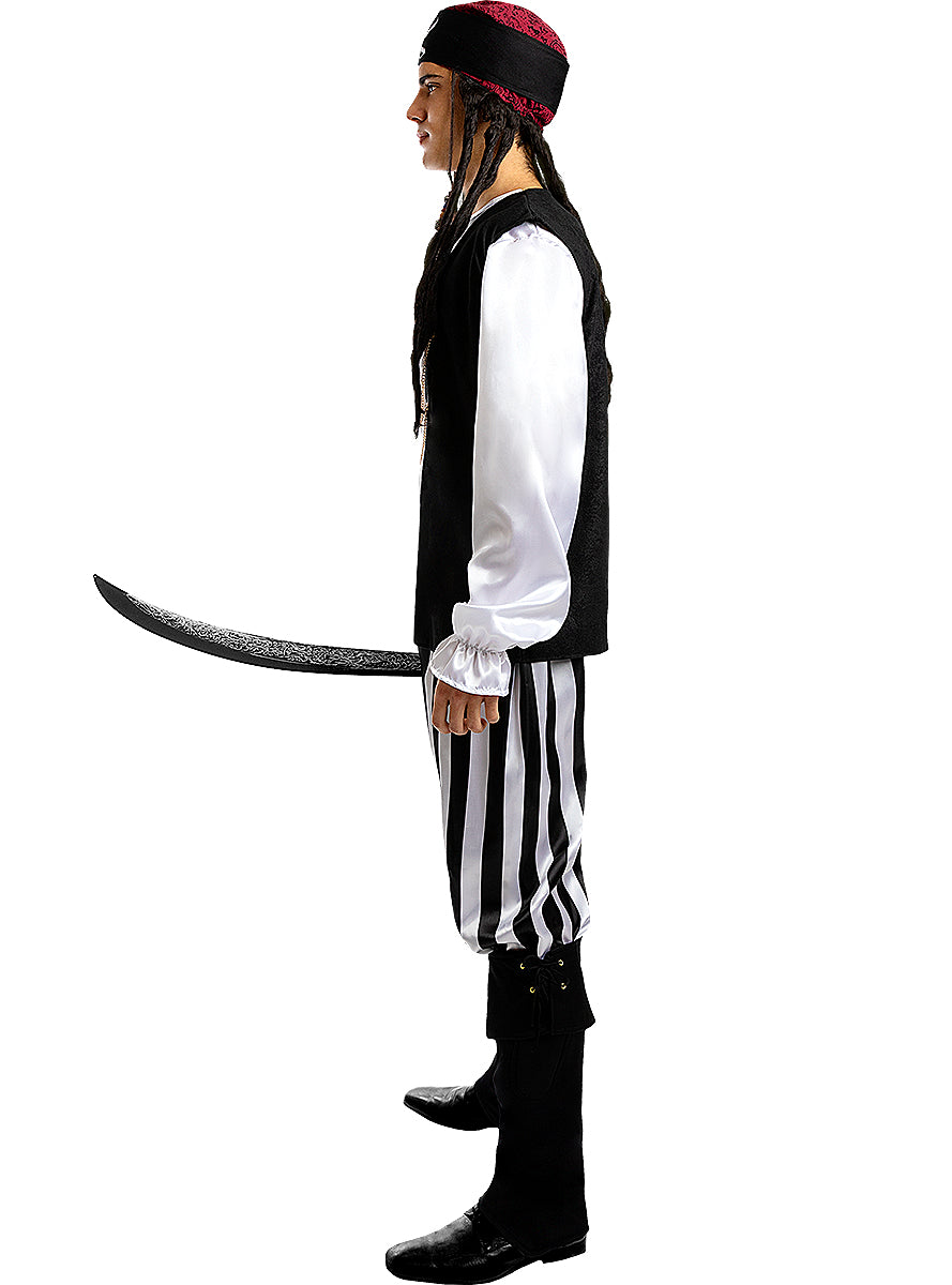 Déguisement pirate à rayures homme grande taille - Collection Blanc et Noir