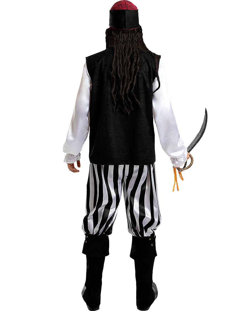 Déguisement pirate à rayures homme grande taille - Collection Blanc et Noir