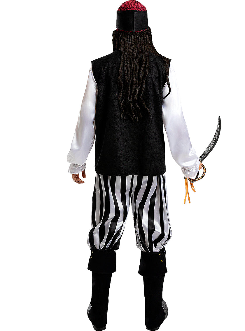 Déguisement pirate à rayures homme grande taille - Collection Blanc et Noir