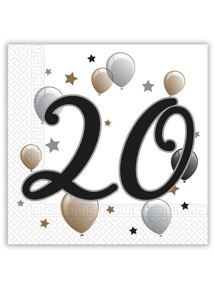 20 serviettes 20º ans  (33x33 cm)