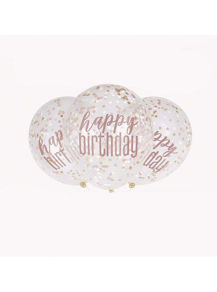 6 ballons avec confettis rose gold 