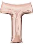 Ballon aluminium lettre T doré rose (81 cm)