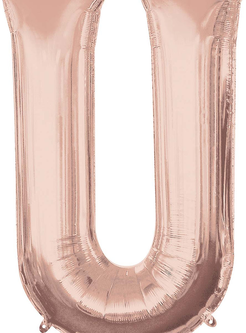 Ballon aluminium lettre U doré rose (83 cm)