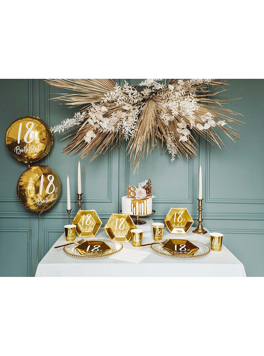 6 assiettes dorées 18 ans (20 cm)