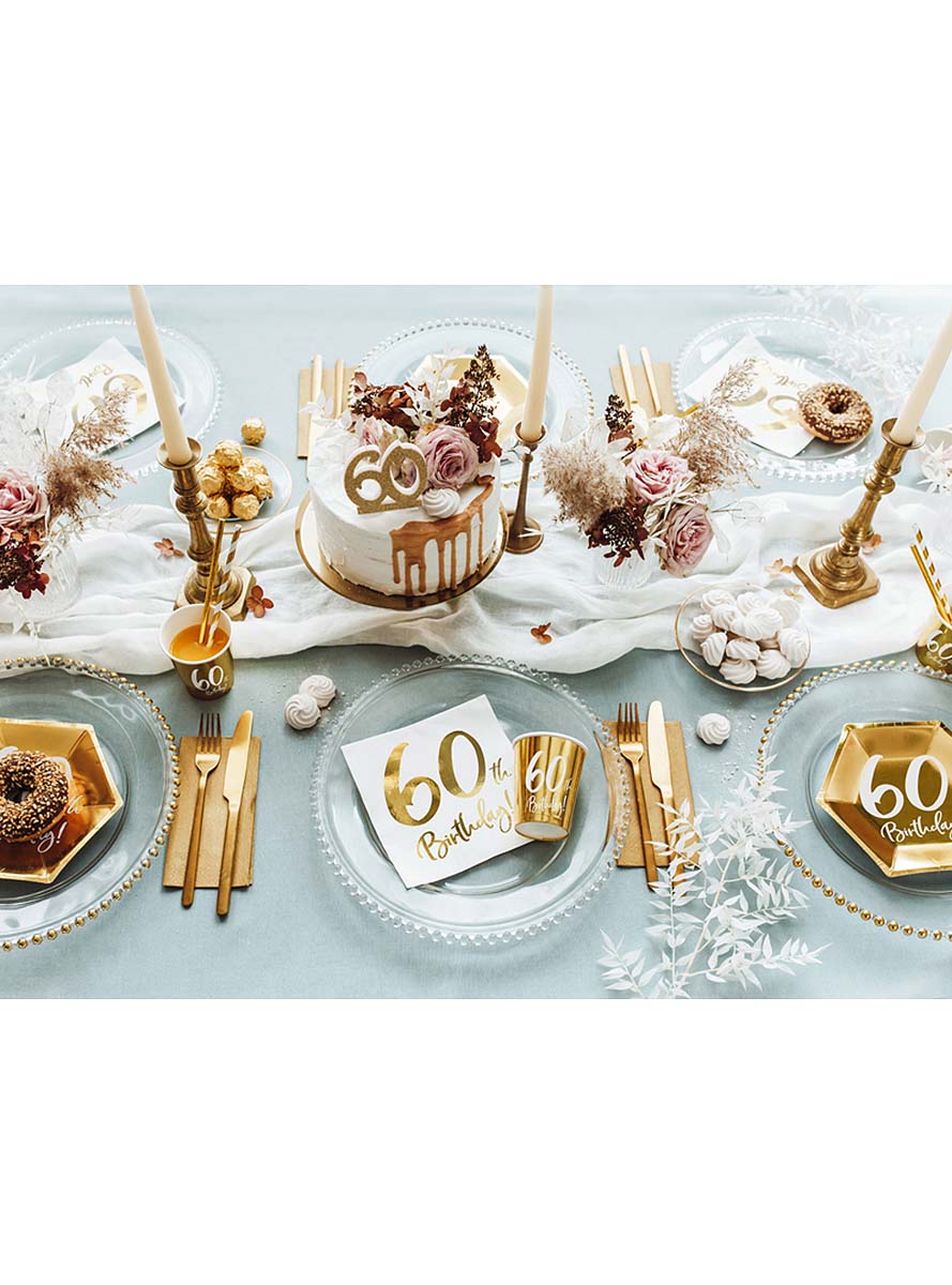 6 assiettes dorées 60 ans (20 cm)