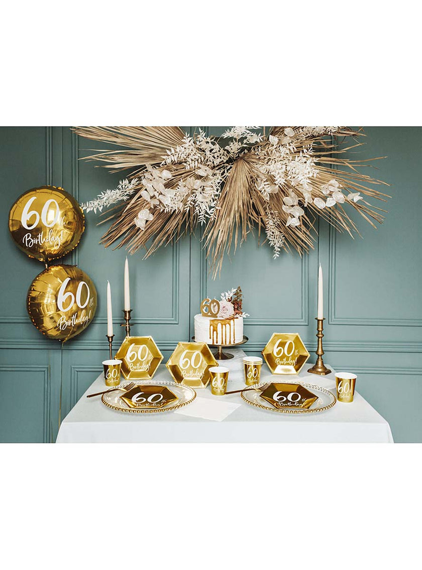 6 assiettes dorées 60 ans (20 cm)