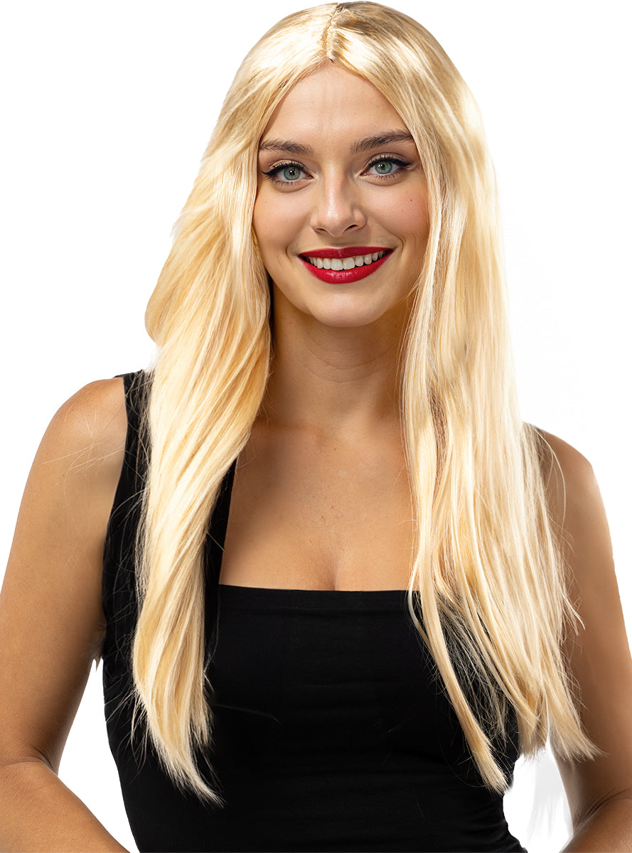 Perruque blonde raide