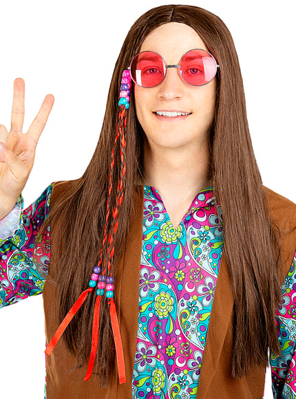 Perruque hippie brune