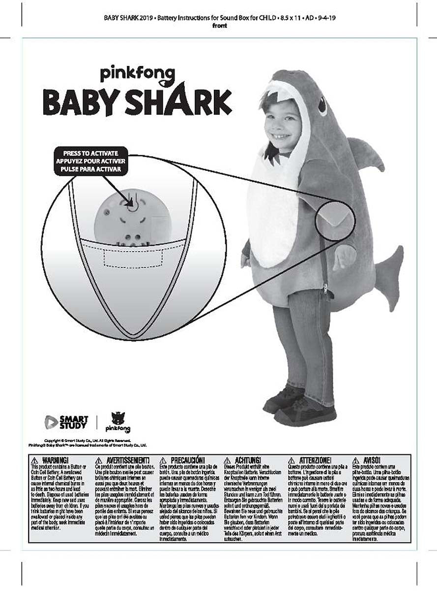 Déguisement Baby Shark pour enfant