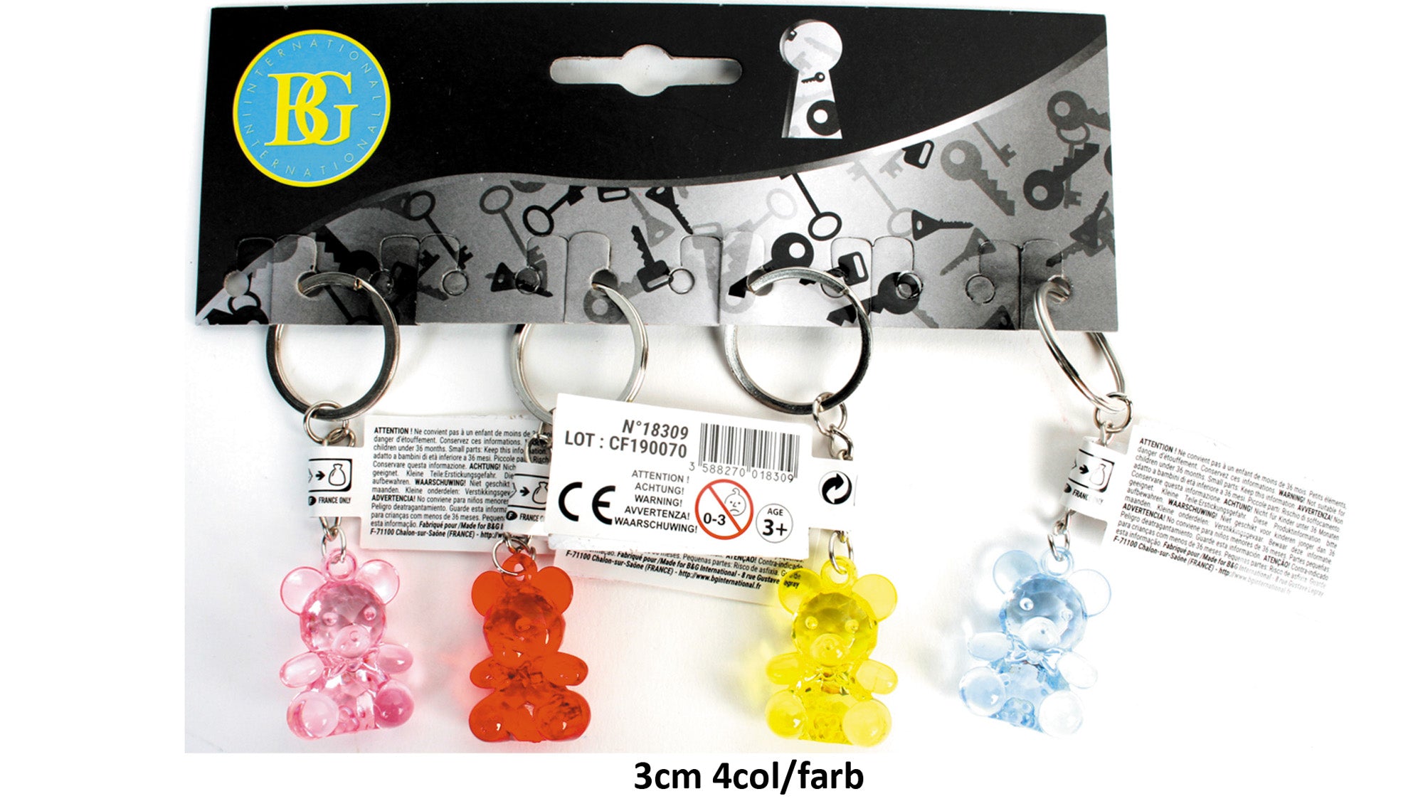 PORTE CLEF OURS 3CM CRISTAL