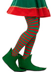 Collants de lutin à rayures vertes et rouges pour femme