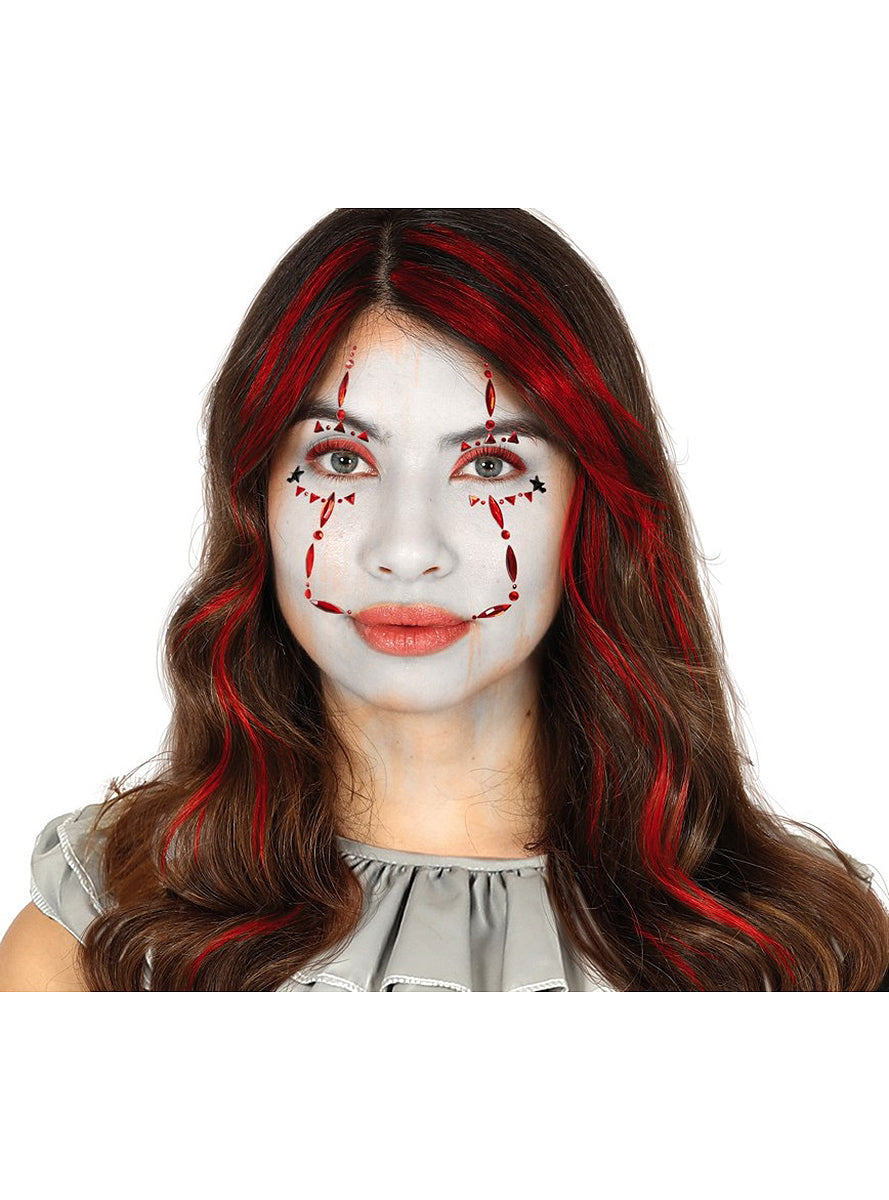 Bijoux visage autocollant clown