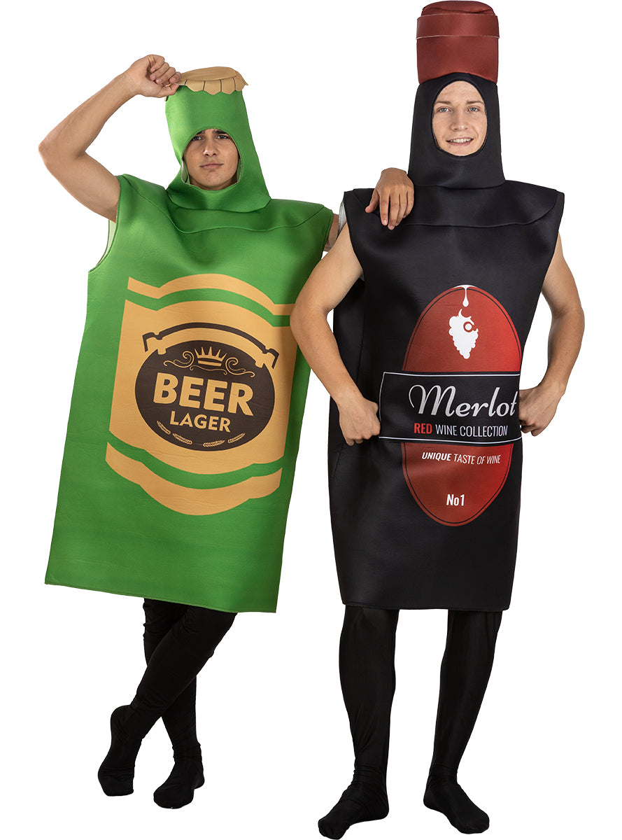 Déguisement bière verte en bouteille adulte