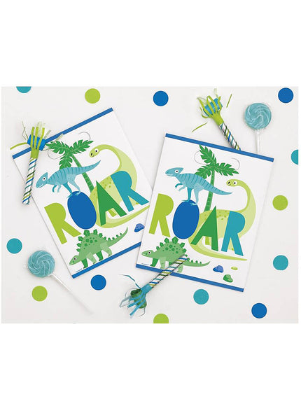 8 sachets à bonbons dinosaure - Blue & Green Dinosaur