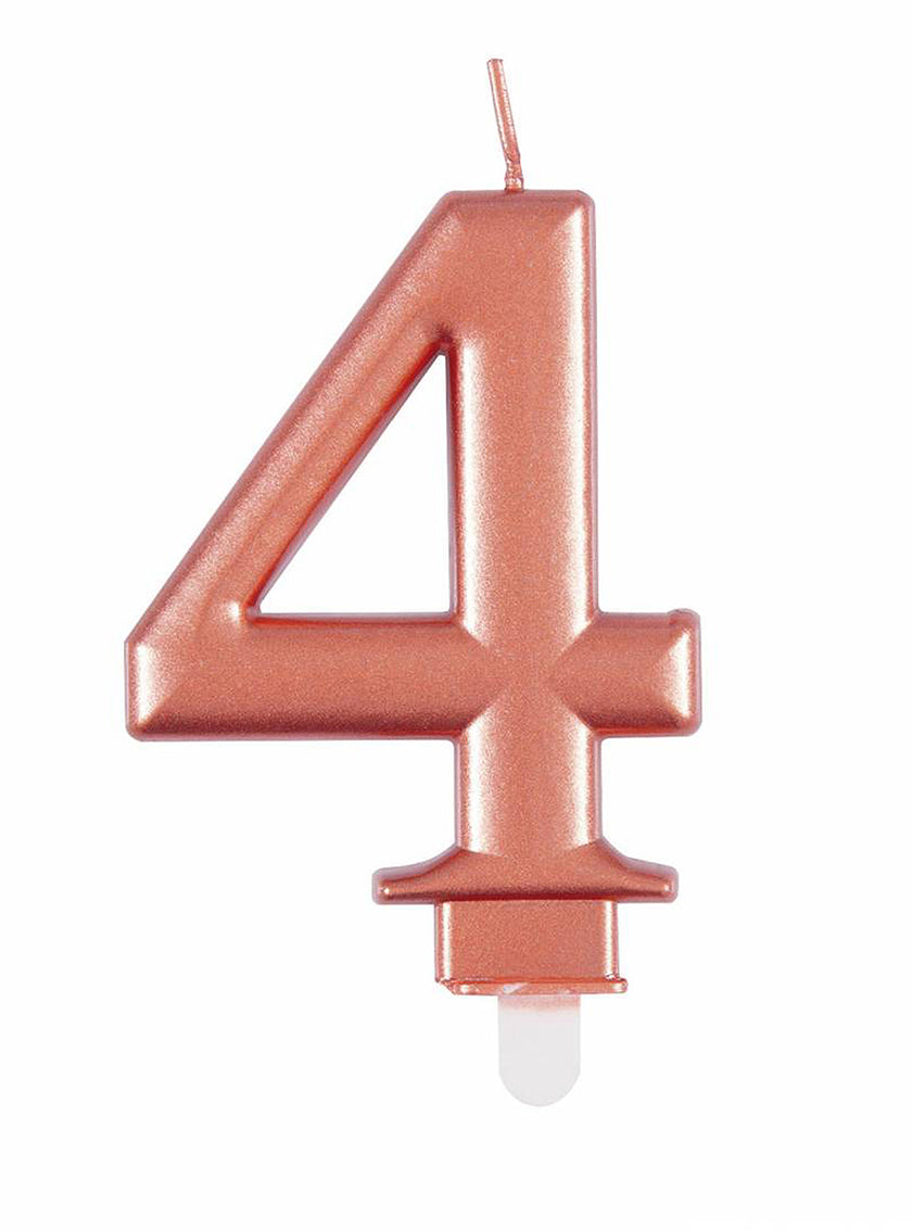 Bougie anniversaire rose gold chiffre 4