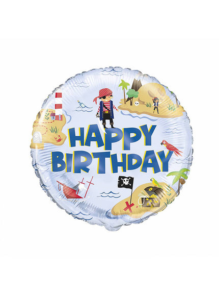 Ballon aluminium (46 cm) Happy Birthday - Ahoy Pirate