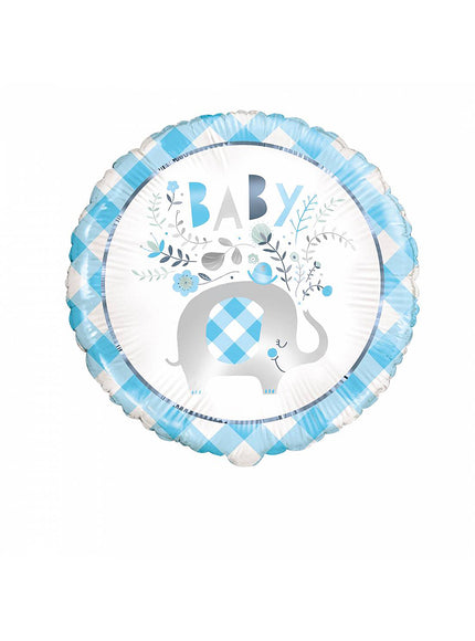 Ballon aluminium (46 cm) éléphant bleu baby Shower - Blue Floral Elephant