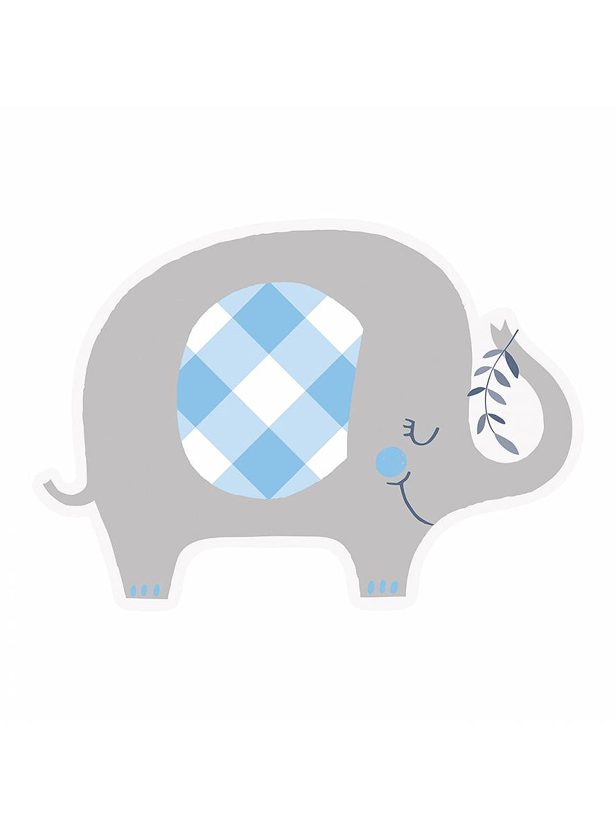8 invitations éléphant bleu baby Shower - Blue Floral Elephant